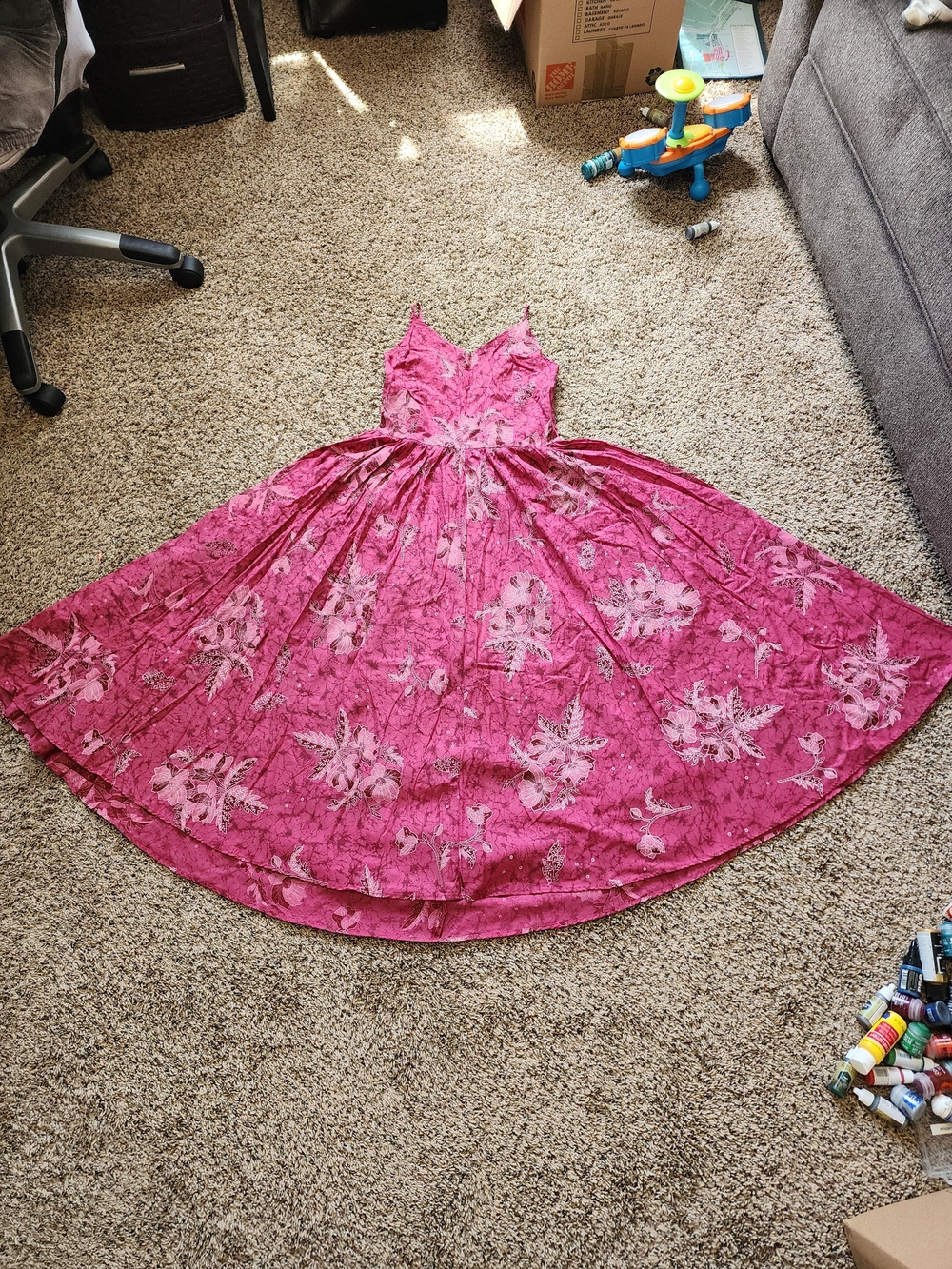 Girls' Pink Floral Sleeveless Party Dress